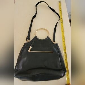 INC International Concepts Black Shoulder Bag with Gold Handles